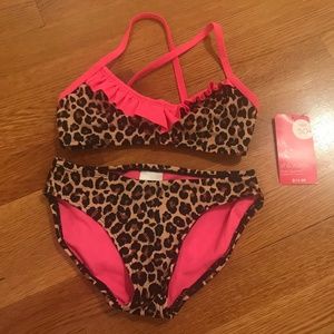 NWT Girls Leopard Print Bikini Size 6